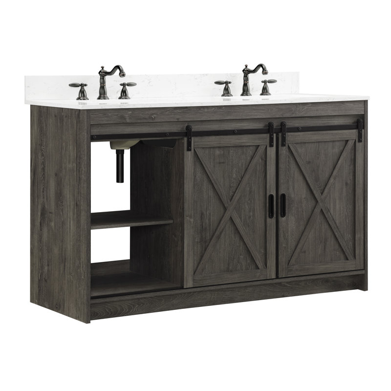Sand & Stable Jillian 54'' Double Bathroom Vanity with Engineered Stone ...